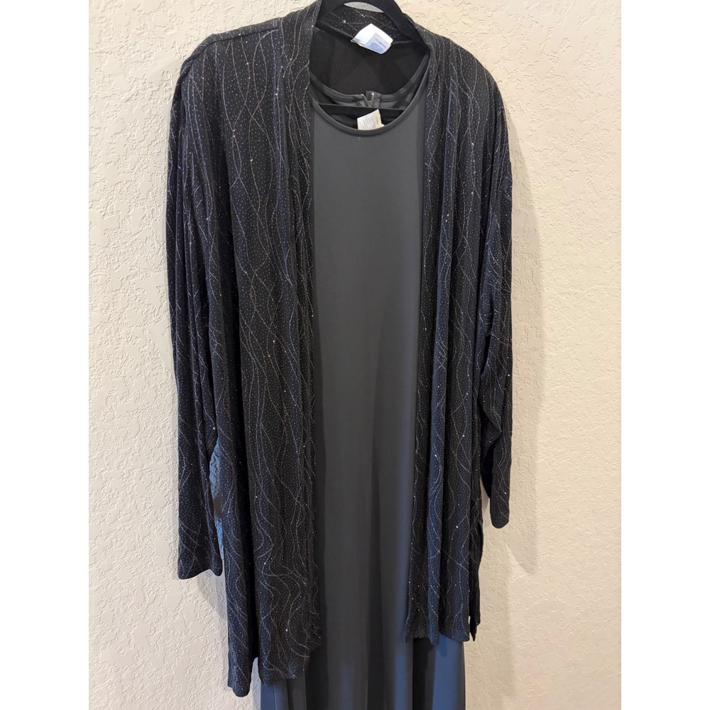 Praise Hymn Fashions Black Glitter Knit Maxi Dress and Cardigan Set Size L M - Picture 2 of 8